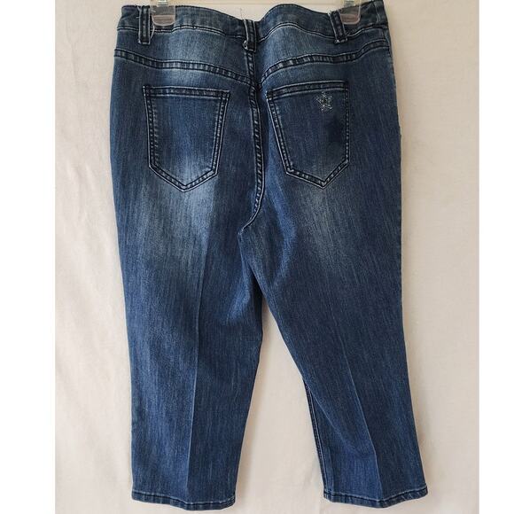 CJ Banks Classic Fit Capri Jeans featuring a star pattern Women's Size 6 - Picture 2 of 9